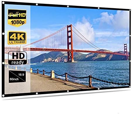 WSSBK 60-150 polegadas dobráveis ​​No Crease Soft Projecor Screen Hole pendurado na tela de filme portátil em casa 16: 9
