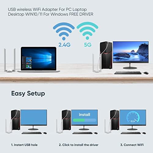 AX1800 WIFI 6 Adaptador Wi -Fi USB para PC, ADAPTADOR DE WIFI USB DUTO DE ANTENA 5DBI 5DBI 5GHz/2,4 GHz WiFi Dongle Adaptador