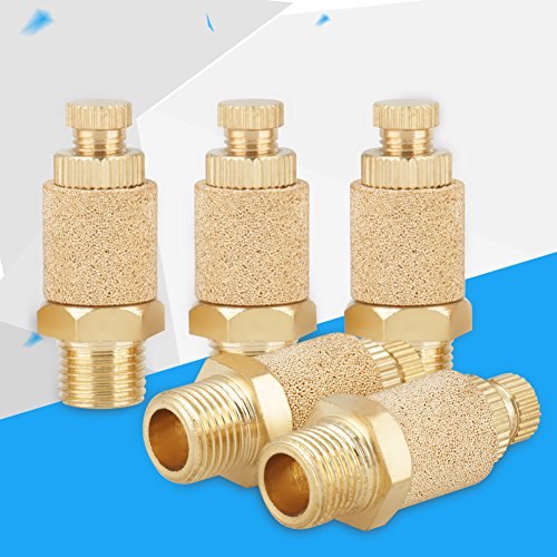 5pcs/conjunto silenciador pneumático de latão, controle de velocidade de ar fluido silenciador 1/8 válvula BSP, usada para reduzir