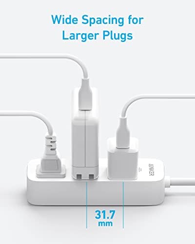 Protetor de surto de faixa de energia Anker, 12 pontos de venda com 1 USB-C e 2 portas USB e protetor de pula de tira de energia