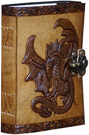 Jornal de couro com clasp Celtic Dragon Relessed Journal Vintage Sketchbook Pedimento de pergaminho Redação de WicCan Pagan Notebook