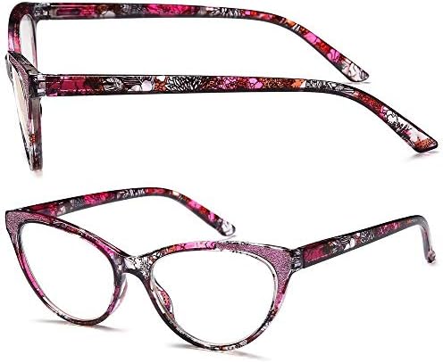 Ytdbns Reading Glasses Mulheres Cateye +1,5-2 Par Computador de óculos de bloqueio de luz azul leitores Ultra Ultra