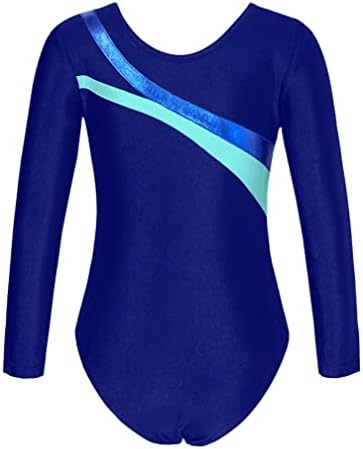 Easyforever Kids Girls Manga Longa Manga Longa Diamantes Ballet Ginástica Ginástica Letard Mumpsuit Unitard Bodysuuit de