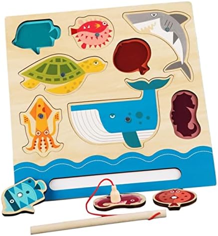 Toyandona 1 Set Fishing Jigsaw Puzzle Brinques magnéticos Crianças Pesca Toy Kids Toys Para meninas Meninas de madeira azul-céu