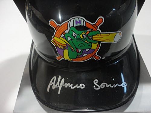 Alfonso Soriano Norwich Navigators assinou o mini capacete autógrafo Just Menors Coa