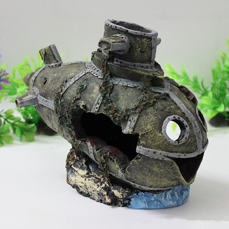 Batrc syxysm naufrágio decorações de aquário Wreck Wreck Submarine Tank Water apresentam decorações de cavernas