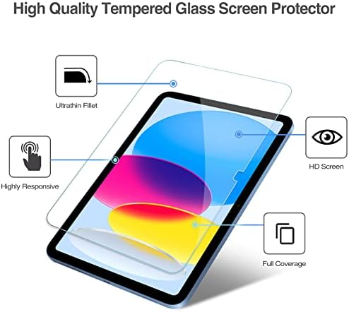 Procase 2 pacote iPad 10.9 10th Gen 2022 Screen Protector Pacote com iPad 10th Gen 10.9 2022 Soft TPU Case