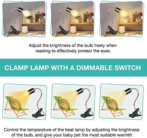 Lâmpada de calor de tartaruga, lâmpada de calor de répteis UVA/UVB E27, luz de tartaruga rotativa de 360 ​​° com suporte