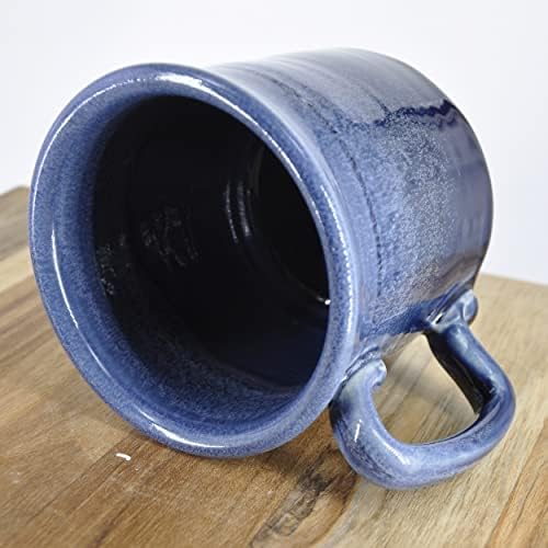 Caneca de café artesanal para o estúdio de neve - sinal de paz 14oz azul