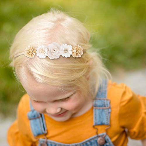 Babas de flor da flor de menina definir faixas de cabeça florais elásticas 6pcs Banda de cabelo de nylon macio para acessórios