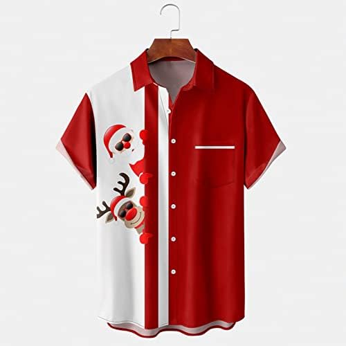 Camisa formal mass Natal Santa Presente 3D Botão de impressão digital lapela Camisa de manga curta camisa camisa 3d