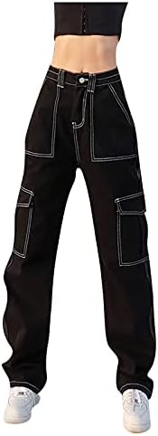 Jeans de cintura alta lariau para mulheres botões elásticos de bolso sólido manchas de retalhos Capri Jeans Skinny calça calça