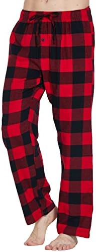 Calça de pijama de flanela de algodão algodão de algodão Yincozi masculino