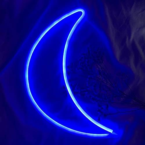 Enuoli liderado azul crescente lua neon sinais de luz, lunar sinais de néon para decoração de parede iluminação sinal de arte decoração