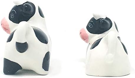 Boston Warehouse Udderly Cow Salt Salt & Pepper Shaker Conjunto, cerâmica pintada à mão