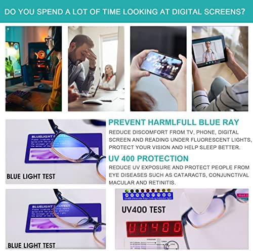 Óculos de leitura ofyurl para mulheres, 2 Pacote de bloqueio de luz azul Blocking Filtro leve RAY UV RAY/GLARE ANTI -EYESTRAIN