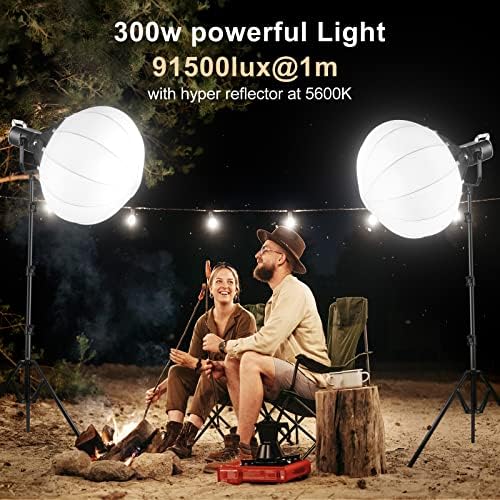 Kit de luz de vídeo GVM 300W, CRI 97+ 5600K, 91500LUX@1M, Iluminação fotográfica com montagem em Bowens, Sistema de Controle de
