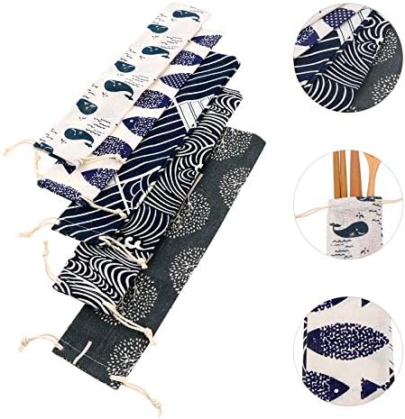 Conjunto de talheres portáteis do StoBok 5pcs bolsas de mesa de mesa japonesas bolsas de talheres bolsas de viagem