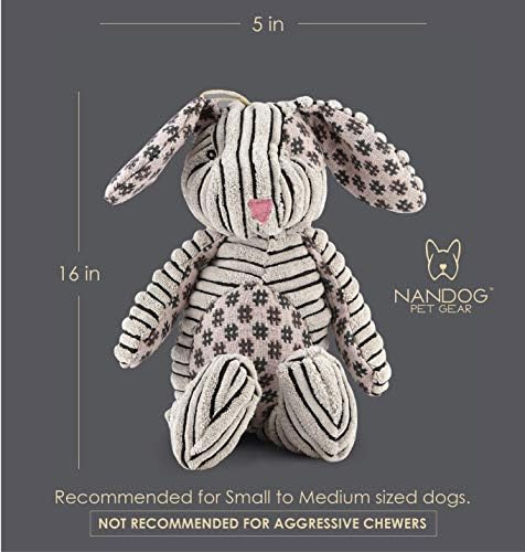 Nandog Pet Gear My Bff Knitted Corduro Rabbit Toy, cinza