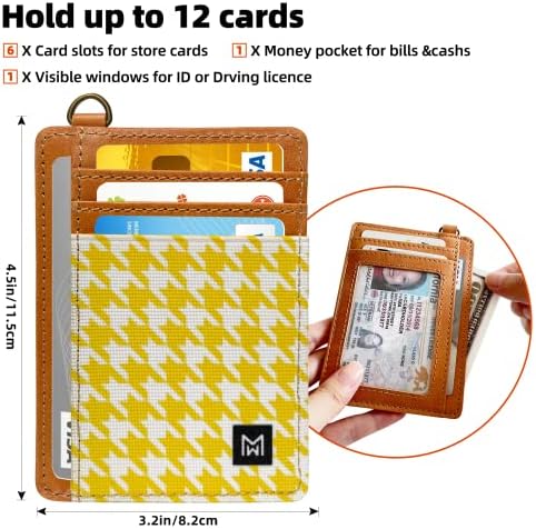 Carteira de cartões de crédito de Mogewoe para mulheres Slim Minimalist Wallet RFID Bloqueio de couro de couro elástico Carteira