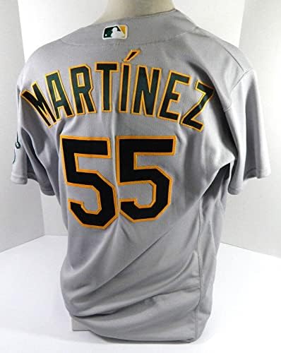 2022 Oakland Athletics Adrian Martinez 55 Game usou Grey Jersey MLB estreia 1 WC - jogo usado MLB Jerseys