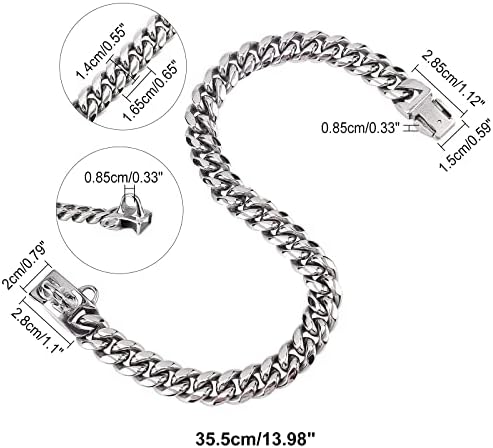 Nbeads cerca de 14 Cola de corrente de cães com fivela, 14 mm de largura Link colar de cão de gola carbono links de metal de caminhada