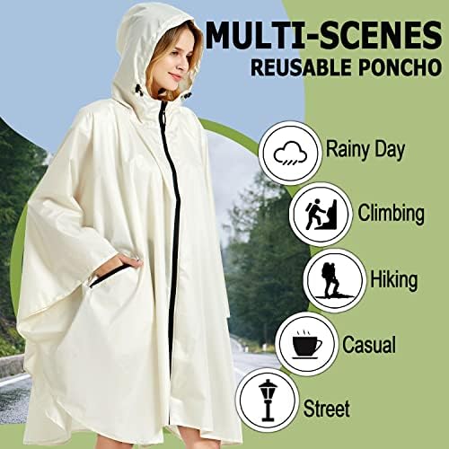 Powinsun Fashion Rain Poncho Poncho à prova d'água jaqueta de capa de chuva com bolso para homens/mulheres/adultos