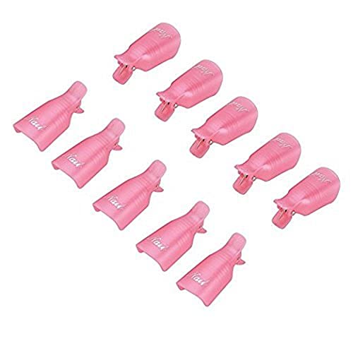 GOGOONLY TM - 10PC Reutiliza Plastic Acrylic Nail Art Professional Mergulhe de Cap Clip UV Gel Polish Remover Wrap Cleaner