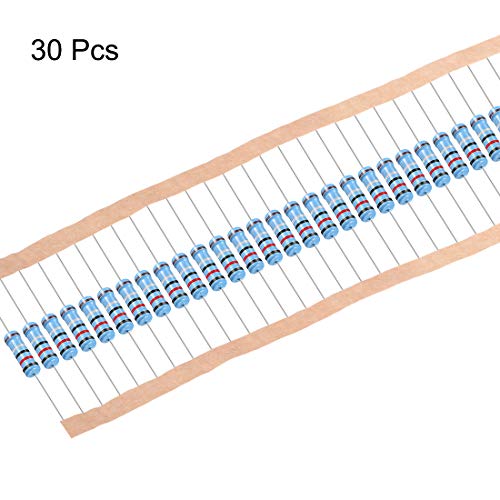 UXCELL 30PCS 0,2 ohm resistor, 2W 1% de resistores de filmes de metal, chumbo, 5 bandas para projetos eletrônicos e experimentos