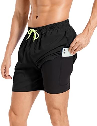 Jimlieay Swim Trunks for Men Short com revestimento de compressão