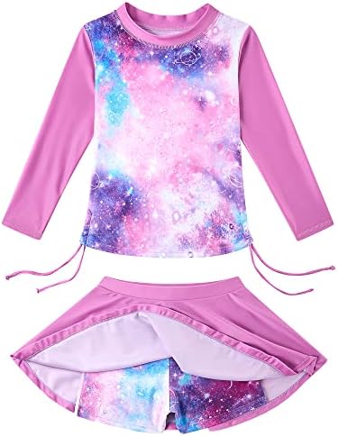 Meninas de banho SIDASOBO RASHGUARD RASHGUARD 2 PIECES SLUVA LONGA TAPA DE BAIO DE MANAGEMA 3-12T