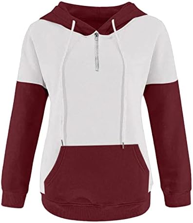 Tops com capuz de manga longa para mulheres Tops de zíper de zíper casual Pullover Sweetshirts de cordão elegante com