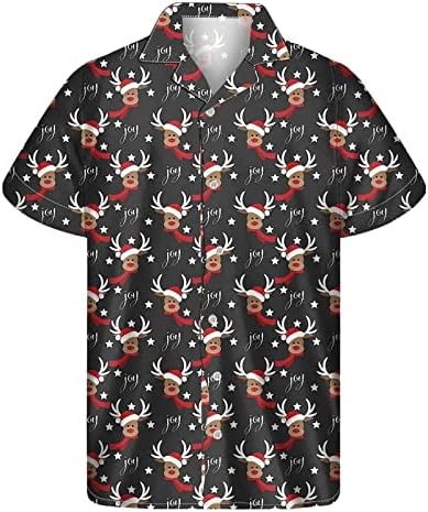 Wocachi Christmas Button Down camisetas para masculino Manga curta engraçada Xmas Papai Noel