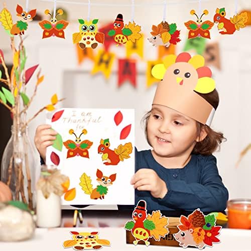 24 conjuntos de kits de artesanato de outono para crianças animais fofos animais peru outono artesanato de bordo