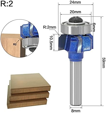 Acessórios do roteador 1pc8mm Cuttador de moagem de madeira haste r1mm R2mm R3mm aparador de aresto de borda 4 dentes 4 dentes