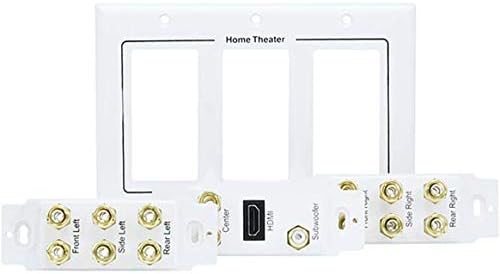 IMBAPRICE Premium 3-Gang Home Theater 7.1 Distribuição de som surround Placa de parede para 7 alto-falantes, 1 Jack RCA para
