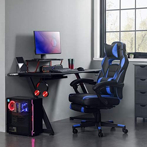 Jogos de corrida canções, cadeira de escritório ergonômico ajustável, carga de 330 lb, 26,4 x 26 x polegadas, preto e azul