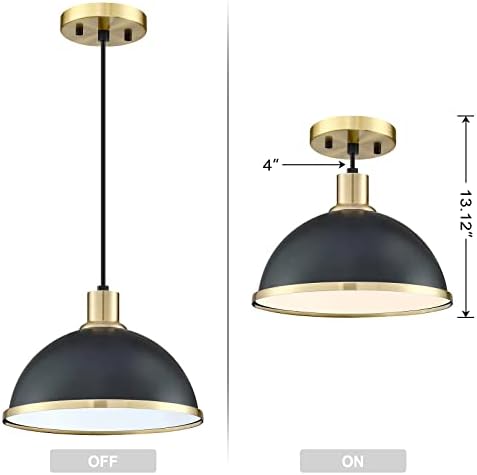 Iluminação Doraimy Modern Industrial 1 Luz 2 Pacote pendurado Indoor 10 Luzes de teto preto Luzes de ouro acabamento de ouro