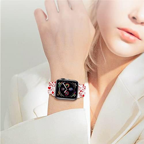 Valentines Holiday Watch Band Compatível com Apple Watch 38mm 40mm 42mm 44mm para pulseiras ajustáveis ​​Silicone Smartwatch