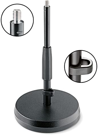 K&M König & Meyer 23325.500.55 Microfone de mesa/piso Stand | Altura ajustável | Base redonda de ferro fundido absorvente de som |