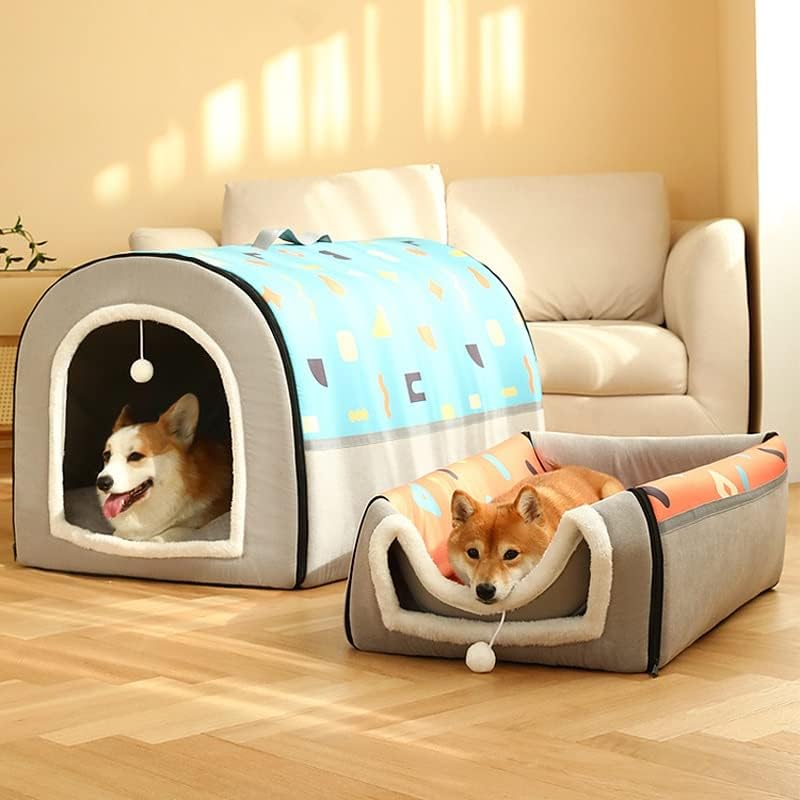 Mgwye Pet Dog Bed House Dobrável Inverno quente Pet para canil de estimação para canteiros de dormir Cats Casa manta de tapete