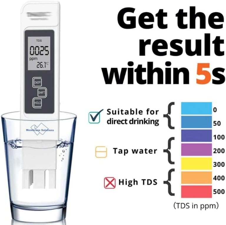 ZYJBM Digital Water Quality Tester TDS EC medidor Rama 0-9990 Multifuncional Pureza da água Temperatura Temperada PPM Tester