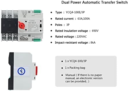 DZHTUS YCQ4-100E/3P POWER DUTO POWER AGRANÇO AUTRIMÁTICO DO CUMPELA DE 220V AC 8KA DIN ATS ATS