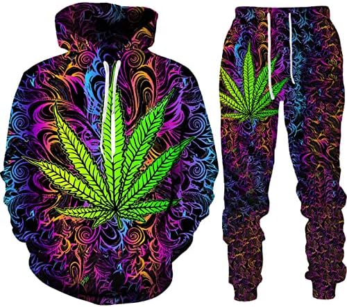 Outono inverno 3d veneno venenoso maconha imprimida com capuz masculino conjunto de traje masculino de manga longa maiô