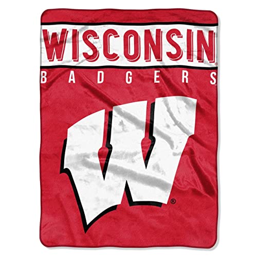 Northwest NCAA Wisconsin Badgers Unisex-Adult Raschel Throw Blanket, 60 x 80, BASIC