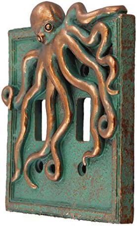 Top Brass Latão Grande Octopus / Kraken Tampa Elétrica Placa de parede Bronze / Verdigris Finish Style 2 - Switch único,