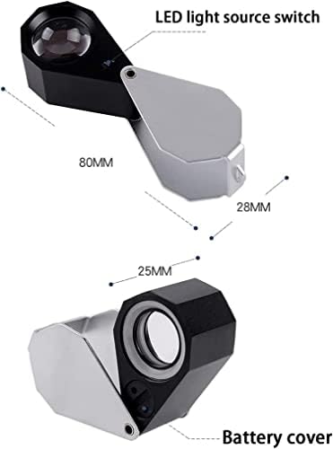 Depila Mini Mini Mini -Glass de Vidro Dobring Vidro de Montagem de Bolso Com 6 luzes LED, Lupa de joalheiros iluminados