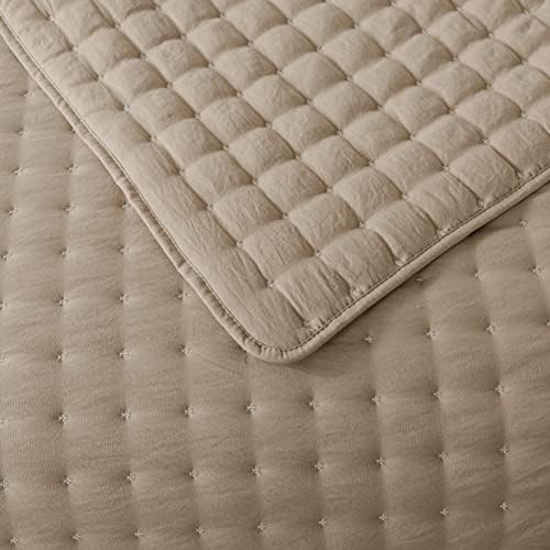 WDCOZY bege California Cal King Size Quilt Setes com shams de travesseiro, creme de bronzeado de grande porte de camas leves