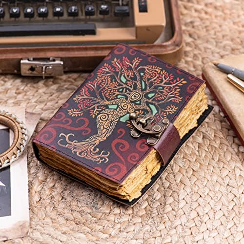HC Haider Craft Blank Spell Book of Shadows - Journal With Lock Clop - Supplies de bruxaria - Diário de couro artesanal vintage -