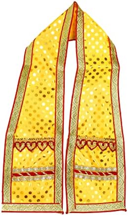 Conjunto de 2 pano decorativo vermelho e amarelo Pooja chunar dupatta pooja itens artigos para decoração para o templo do